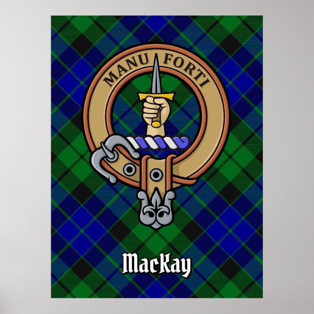 Clan MacKay Crest over Tartan Poster (Front)