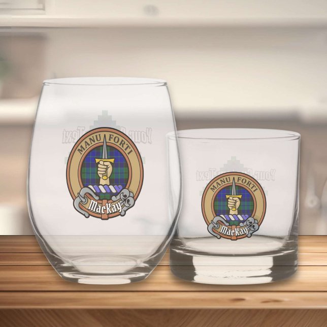 Clan MacKay Crest over Tartan Whiskey Glass (Creator Uploaded)