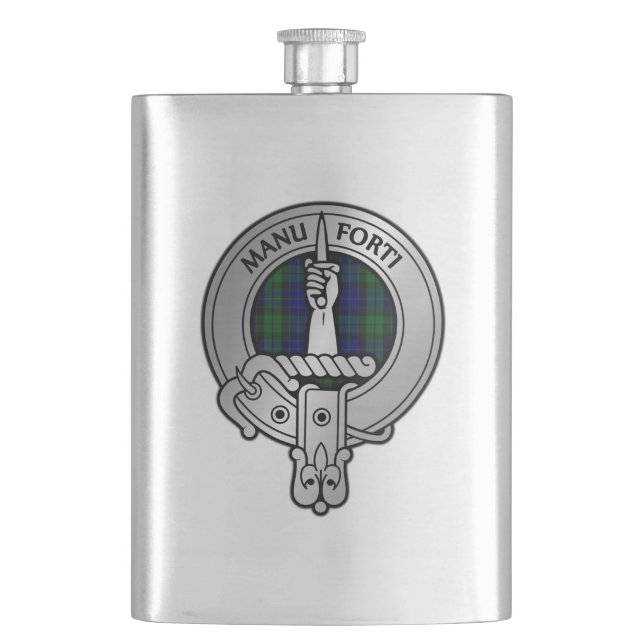 Clan MacKay Crest & Tartan Hip Flask (Front)