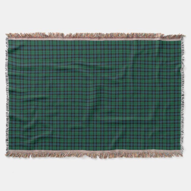 Clan MacKay Green and Blue Scottish Tartan Throw Blanket (Front)