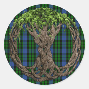 Clan MacKay Tartan And Celtic Tree Of Life Classic Round Sticker