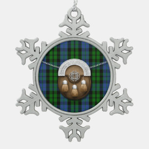 Clan MacKay Tartan And Sporran Snowflake Pewter Christmas Ornament