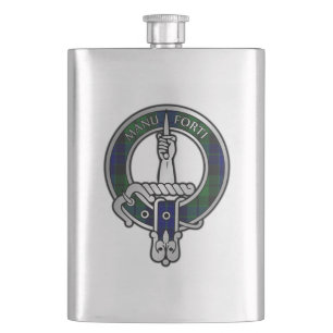 Clan MacKay Tartan Crest Hip Flask