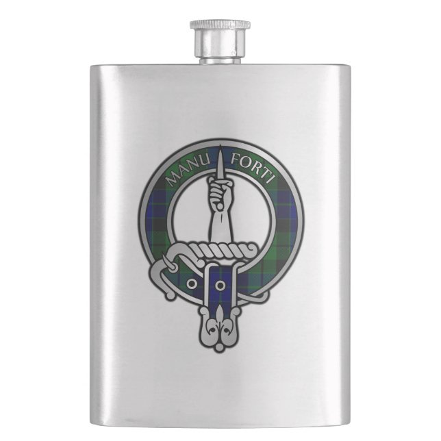 Clan MacKay Tartan Crest  Hip Flask (Front)