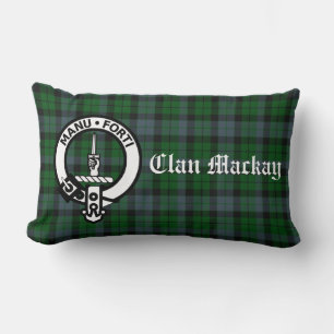 Clan Mackay Tartan Crest Lumbar Pillow