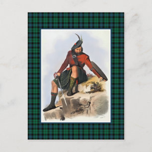 Clan MacKay Vintage Illustration Tartan Frame Postcard
