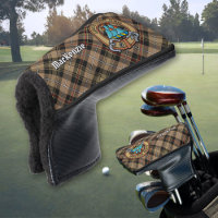 Clan MacKenzie Crest over Brown Hunting Tartan