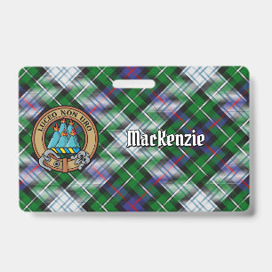Clan MacKenzie Crest over Dress Tartan ID Badge