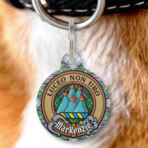 Clan MacKenzie Crest over Dress Tartan Pet Tag