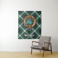 Clan MacKenzie Crest over Dress Tartan