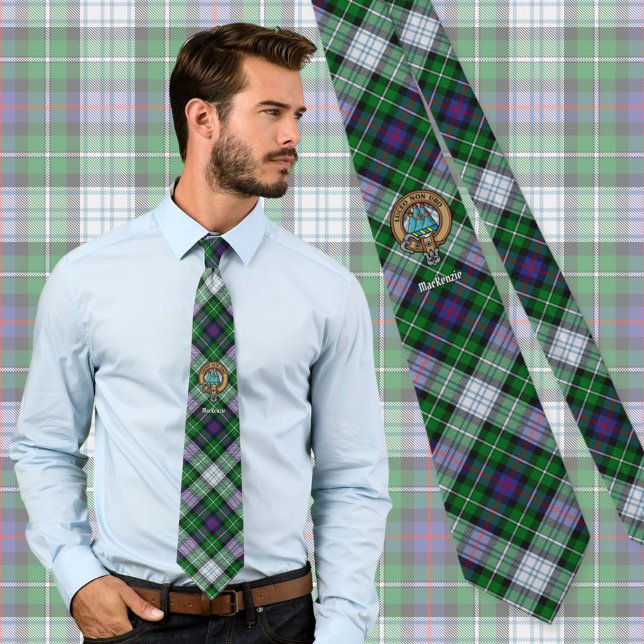 Clan MacKenzie Crest over Dress Tartan Tie (Creator Uploaded)