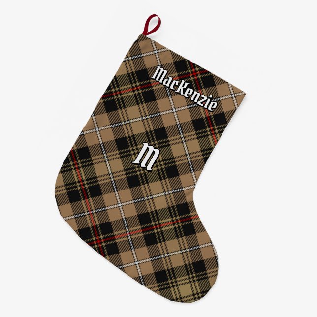 Clan MacKenzie Hunting Brown Tartan Large Christmas Stocking (Front (Hanging))