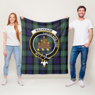 Clan MacKenzie Modern Blue Tartan Plaid Fleece Blanket