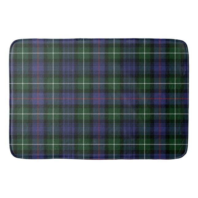 Clan MacKenzie Plaid Green Purple Check Tartan Bath Mat (Front)