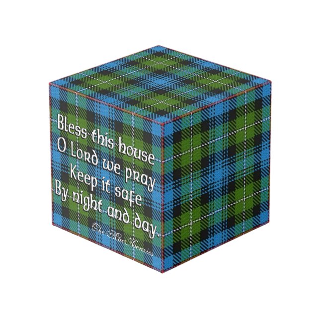 Clan MacKenzie Tartan House Blessing Cube (Front Angled)