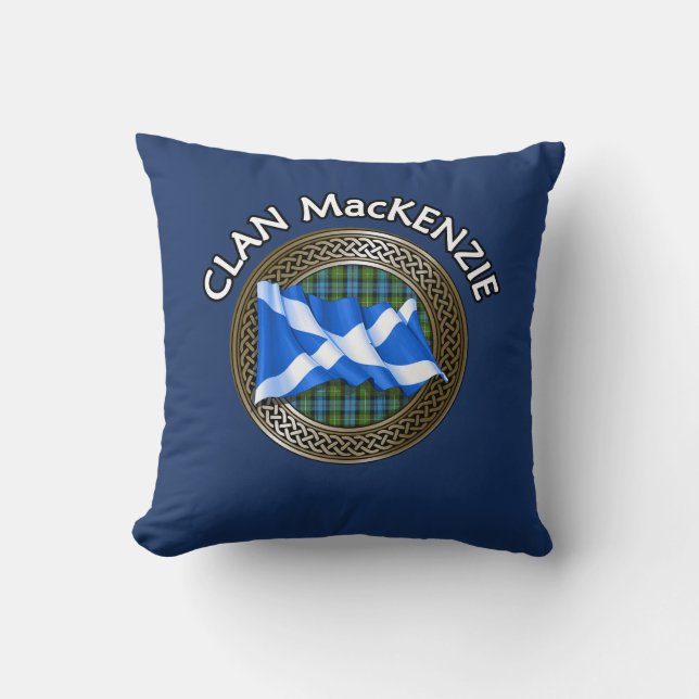 Clan MacKenzie Tartan Knot & Flag Cushion (Front)