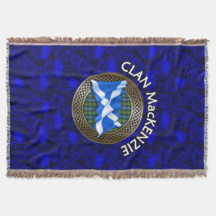 Clan MacKenzie Tartan Knot & Flag Throw Blanket
