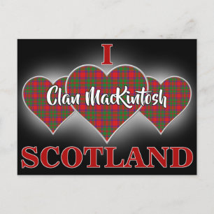 Clan MacKintosh I Love Scotland Tartan Heart Postcard