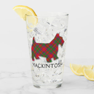 Clan MacKintosh Tartan Scottie Dog Glass