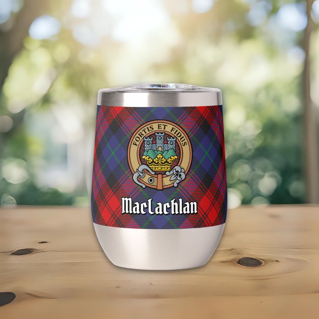 Clan MacLachlan Crest over Tartan (Creator Uploaded)