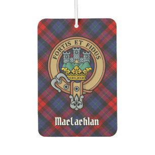Clan MacLachlan Crest over Tartan Car Air Freshener