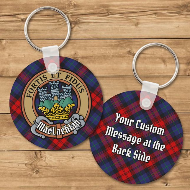 Clan MacLachlan Crest over Tartan Key Ring (Creator Uploaded)