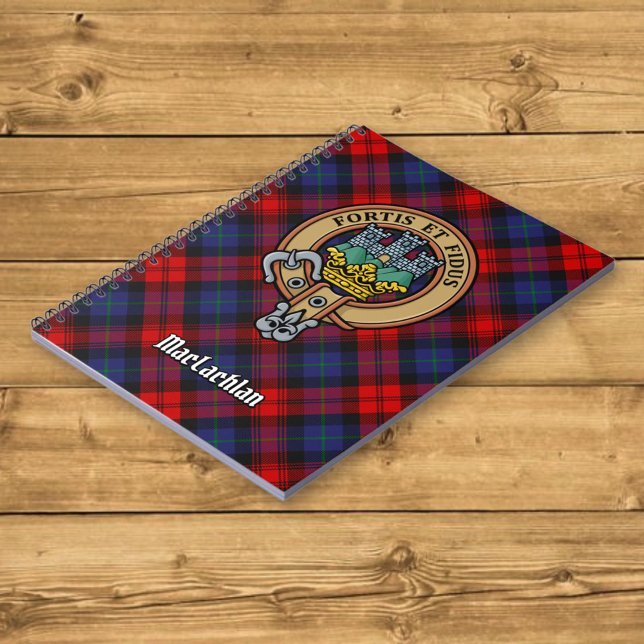 Clan MacLachlan Crest over Tartan Notebook (Creator Uploaded)