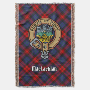 Clan MacLachlan Crest over Tartan Throw Blanket