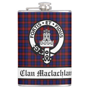 Clan Maclachlan Crest & Tartan Customisable Hip Flask