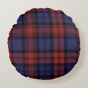 Clan MacLachlan Plaid Red Purple Check Tartan Round Cushion