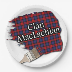 Clan MacLachlan Scottish Tartan Paint Brush Paper Plate
