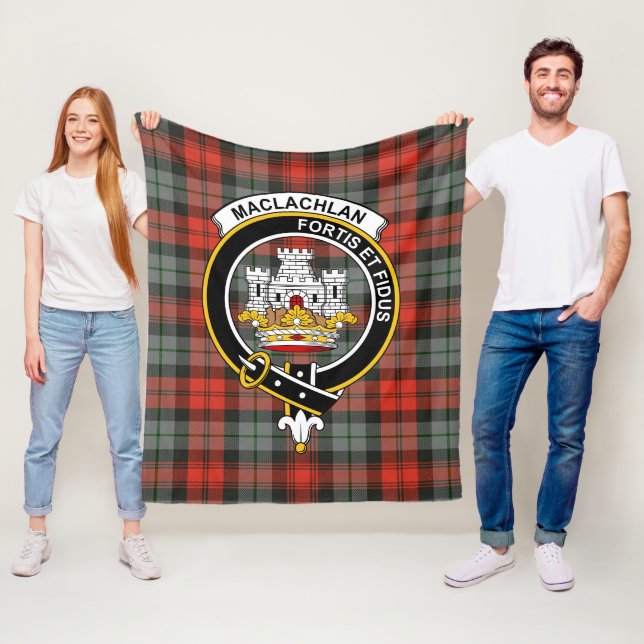 Clan MacLachlan Weathered Tartan Plaid Fleece Blanket (In Situ)