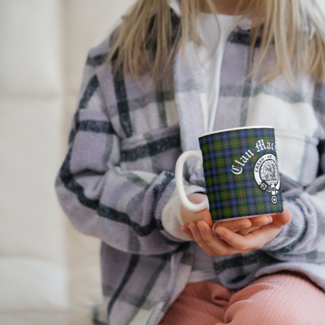 Clan MacLaren Crest Badge & Tartan Customisable Coffee Mug (Creator Uploaded)