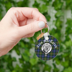 Clan MacLaren Crest Badge & Tartan Customisable  Key Ring