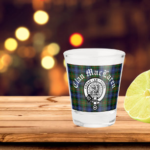 Clan MacLaren Crest Badge & Tartan Customisable    Shot Glass