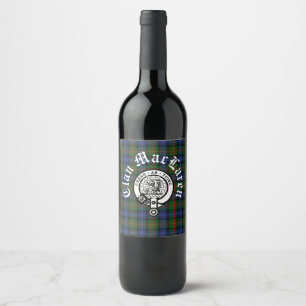 Clan MacLaren Crest Badge & Tartan Customisable Wine Label