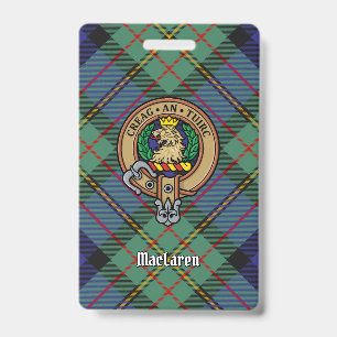 Clan MacLaren Crest over Tartan ID Badge