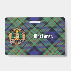 Clan MacLaren Crest over Tartan ID Badge