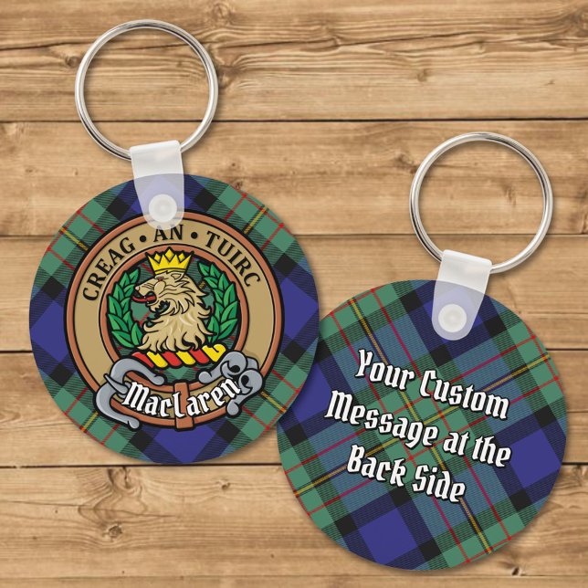 Clan MacLaren Crest over Tartan Key Ring (Creator Uploaded)