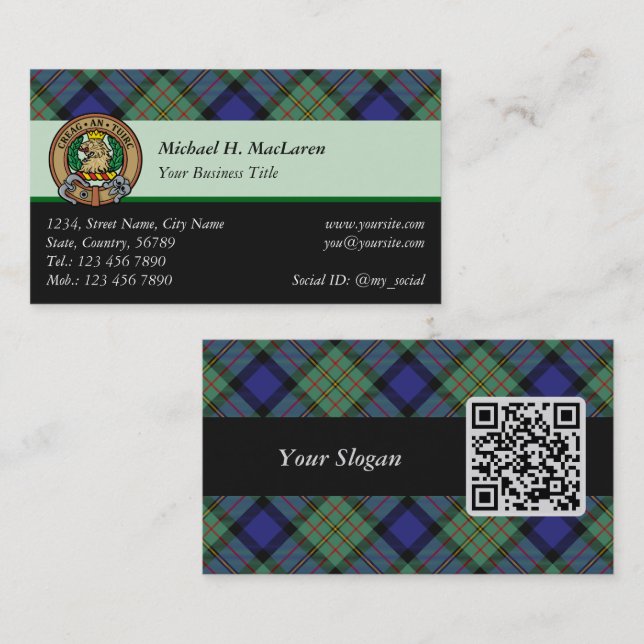 Clan MacLaren Tartan Business Card (Front/Back)