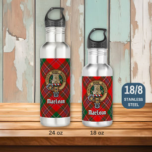 Clan MacLean Crest over Tartan 710 Ml Water Bottle