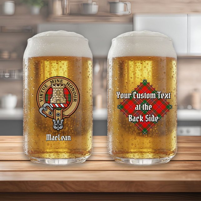 Clan MacLean Crest over Tartan Can Glass (Creator Uploaded)