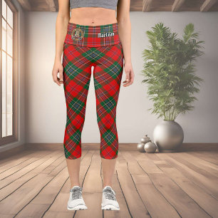 Clan MacLean Crest over Tartan Capri Leggings