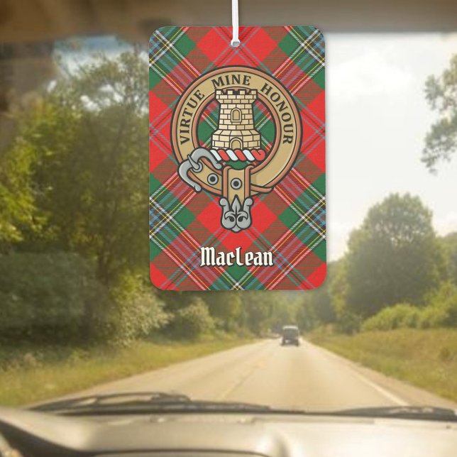 Clan MacLean Crest over Tartan Car Air Freshener (Creator Uploaded)