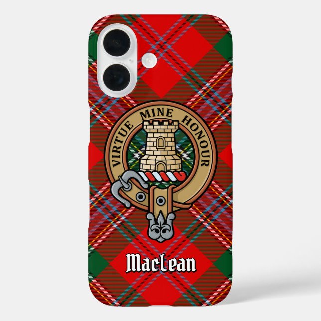 Clan MacLean Crest over Tartan Case-Mate iPhone Case (Back)