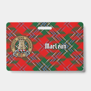 Clan MacLean Crest over Tartan ID Badge