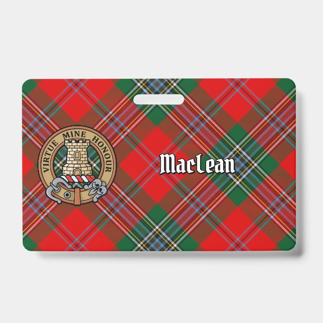 Clan MacLean Crest over Tartan ID Badge (Front)