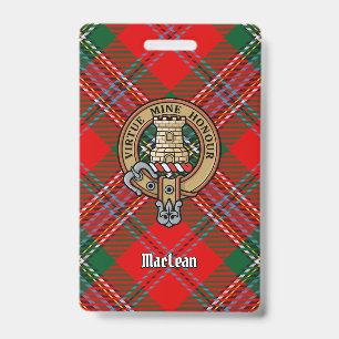 Clan MacLean Crest over Tartan ID Badge