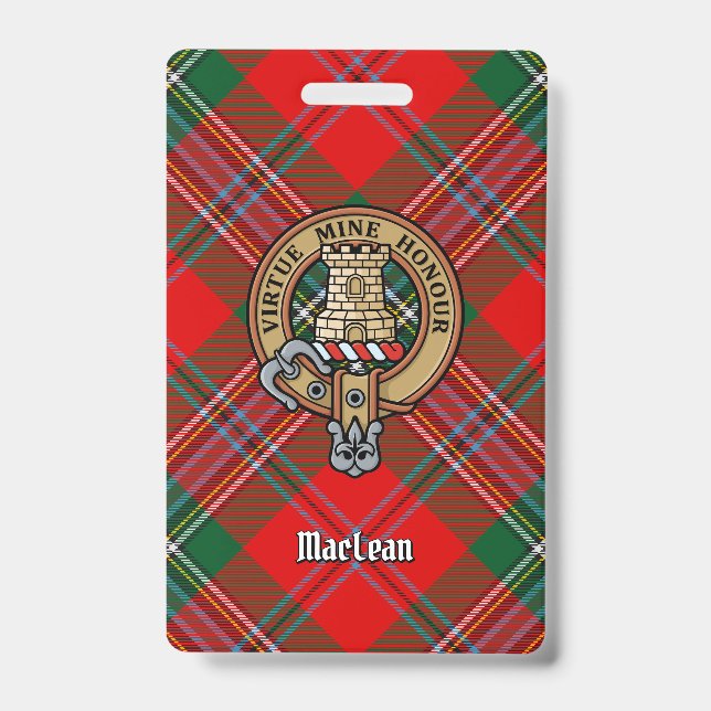 Clan MacLean Crest over Tartan ID Badge (Front)