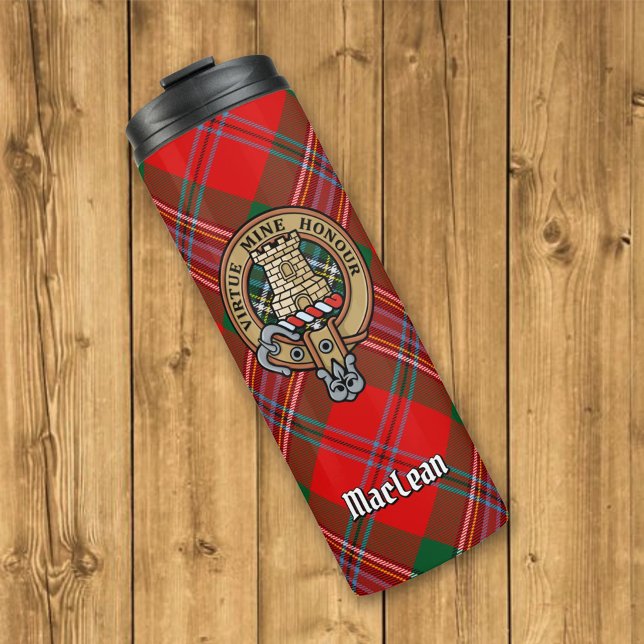 Clan MacLean Crest over Tartan Thermal Tumbler (Creator Uploaded)
